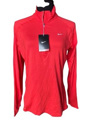 Nike Dri-FIT Quarter Zip Pullover Women’s Large Red Running Athletic Top NWT